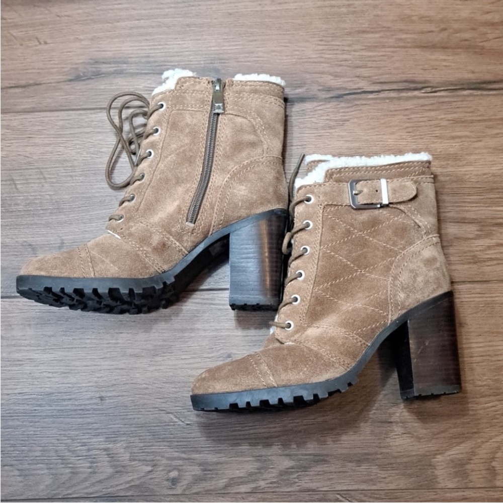 Ivanka Trump Tan Suede Heeled Boots
